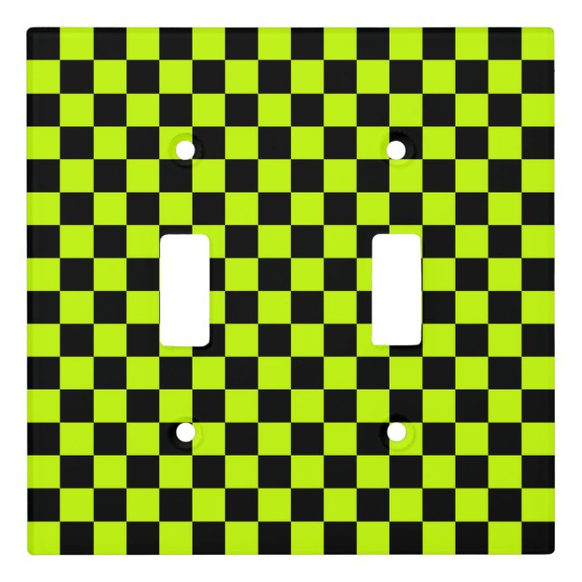 Acid green black checkerboard pattern light switch cover (Front)