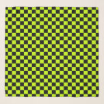 Acid green black checkerboard pattern scarf<br><div class="desc">A vibrant checkerboard pattern with alternating neon yellow and black squares creates a striking geometric design,  conveying a bold and energetic tone.</div>
