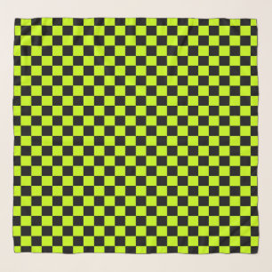 Acid green black checkerboard pattern scarf