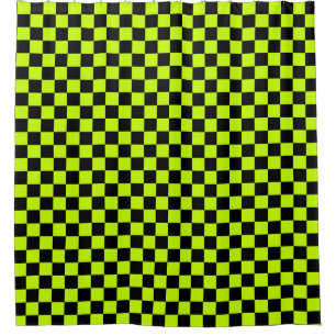 Acid green black checkerboard pattern shower curtain