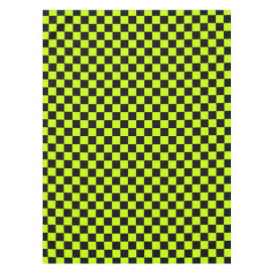 Acid green black checkerboard pattern tablecloth