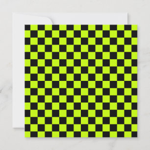 Acid green black checkerboard pattern thank you card