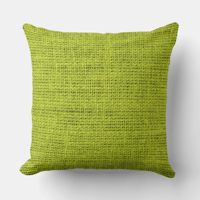 Acid green burlap linen background throw pillow (Front)