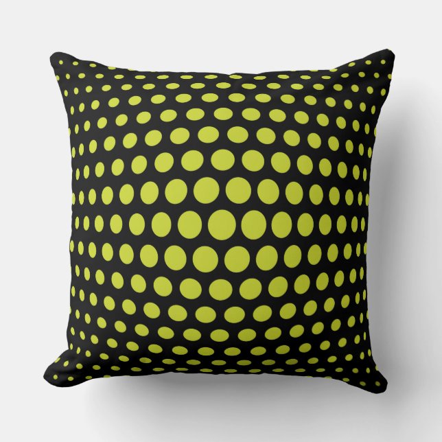 Acid Green Fish Eye Polka Dots Pattern Throw Pillow (Front)