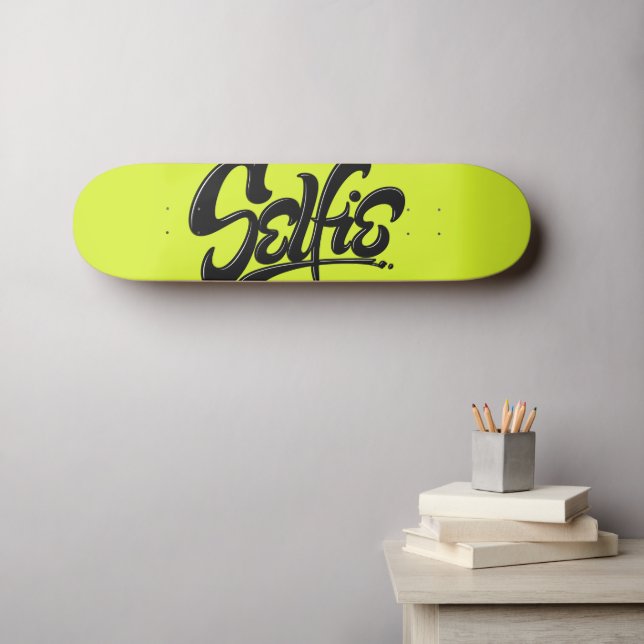 Acid Green Graffiti Selfie Street Art Lettering Skateboard Deck (Wall Art (Horz))