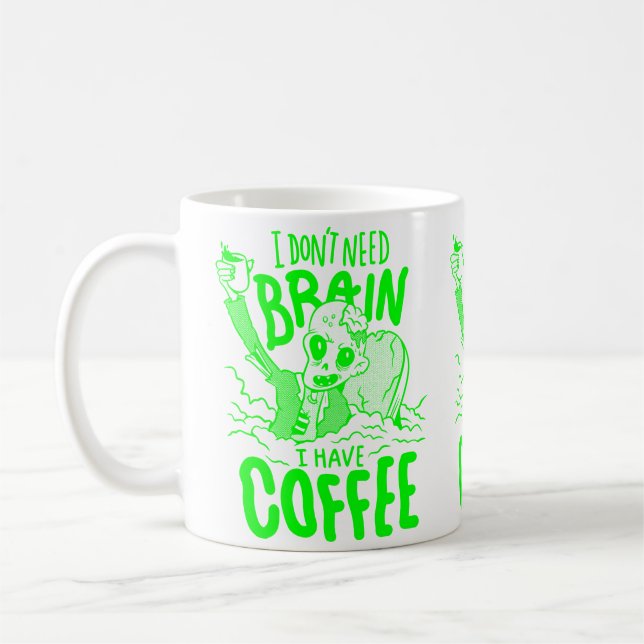 acid green halloween coffee drinking zombie coffee mug (Left)
