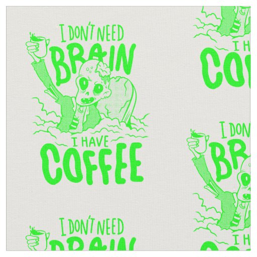 acid green halloween coffee drinking zombie fabric