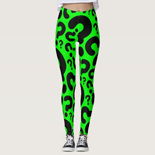 acid green question mark halloween leggings (Front)
