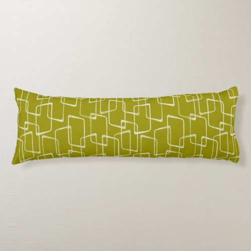 Acid Green Retro Lino Print Geometric Pattern Body Pillow