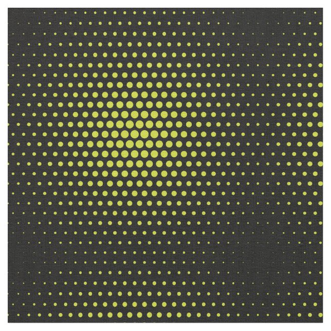 Acid Green Techno Dots Modern Black Fabric (Close Up)