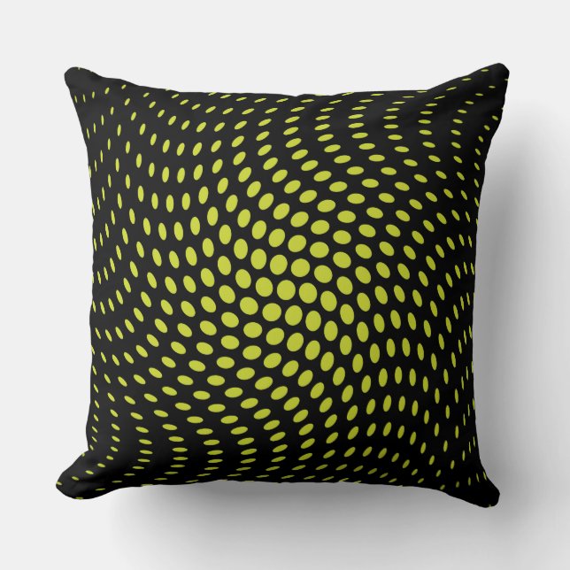 Acid Green Twist Polka Dots Pattern Throw Pillow (Front)