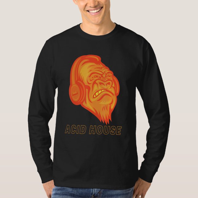 Acid House Gorilla Edm Music Festival Rave Dubstep T-Shirt (Front)
