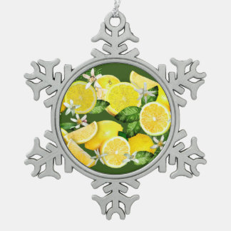 Acid Lemons from Calabria Snowflake Pewter Christmas Ornament