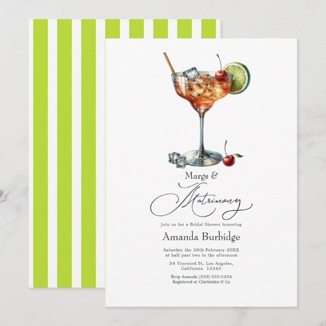 Acid Lime Margs & Matrimony Bridal Shower Invitation (Front/Back)