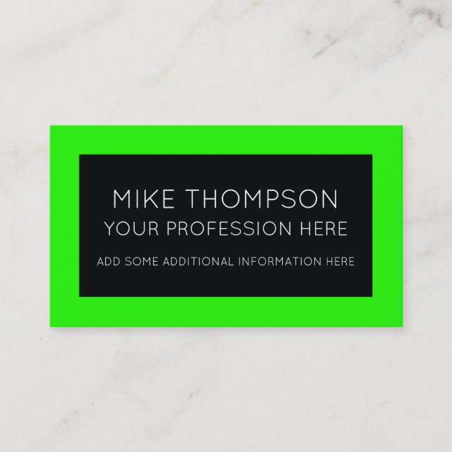 acid neon green color & black, modern business card (Front)