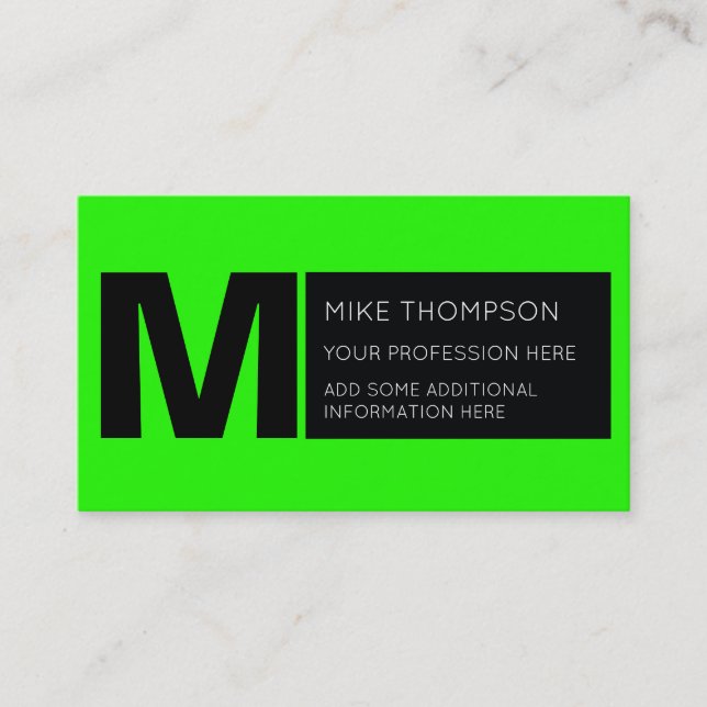 acid neon green color, modern business card (Front)