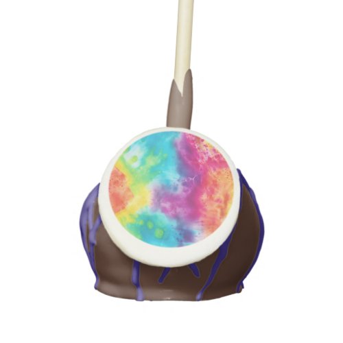 Acid neon rainbow tie dye cake pops