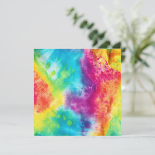 Acid neon rainbow tie dye card