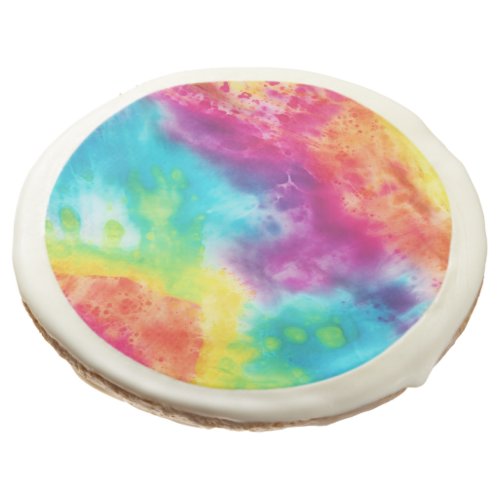 Acid neon rainbow tie dye sugar cookie