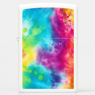 Acid neon rainbow tie dye zippo lighter