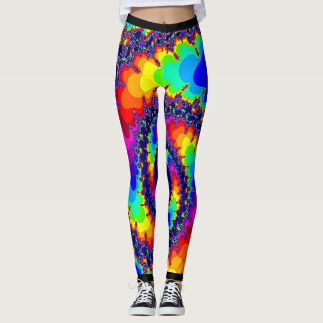 Acid Trip Rainbow Spiral Leggings (Front)