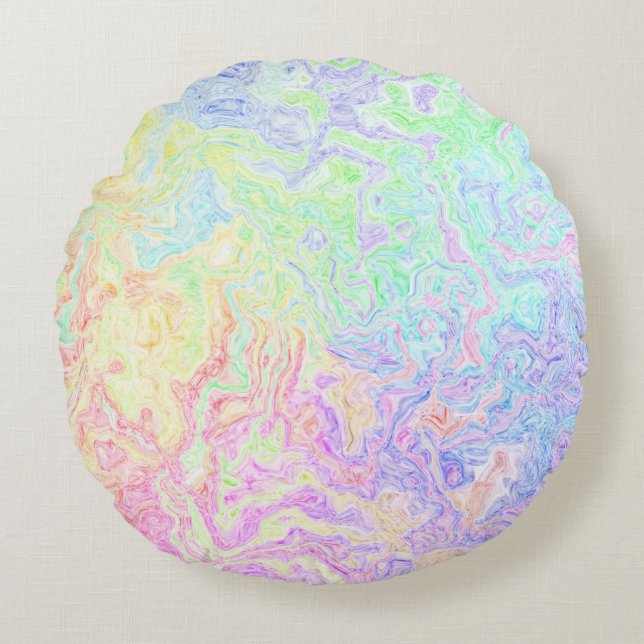 Acid Trip Swirls Round Pillow (Front)