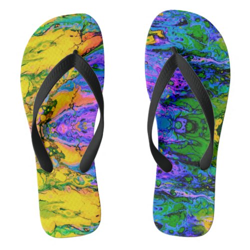 Acid Trippy Flippy Flops Abstract Wearable Art Flip Flops