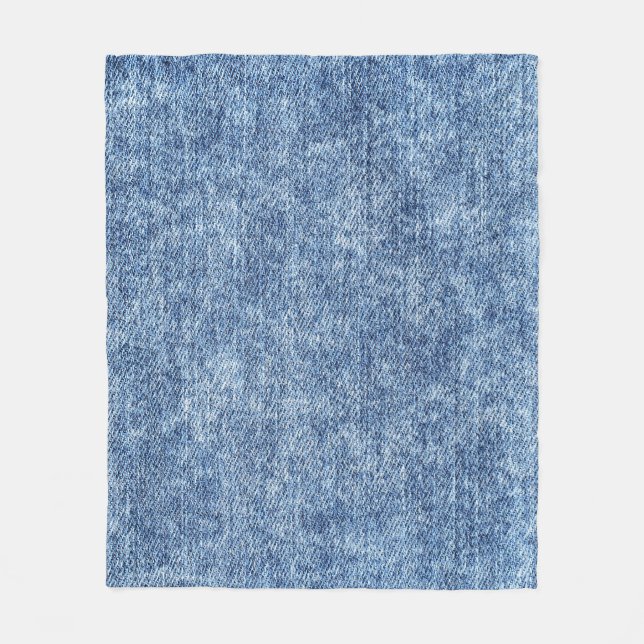 Acid wash blue denim, close-up texture. fleece blanket (Front)
