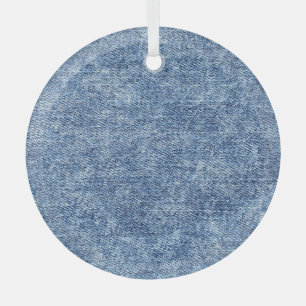 Acid wash blue denim, close-up texture. glass ornament