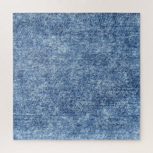 Acid wash blue denim, close-up texture. jigsaw puzzle