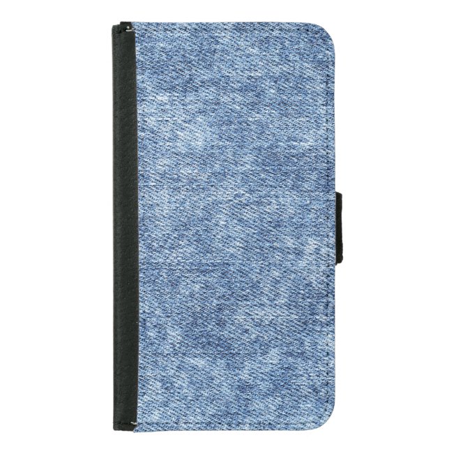 Acid wash blue denim, close-up texture. samsung galaxy wallet case (Front)