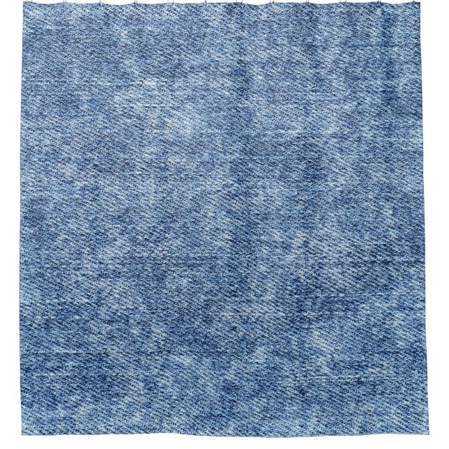 Acid wash blue denim, close-up texture. shower curtain (Front)