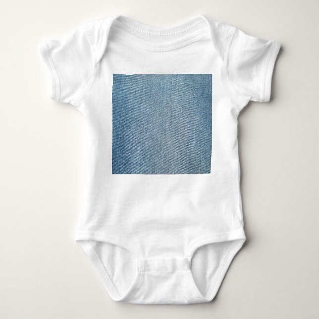 Acid wash blue jeans, denim texture. baby bodysuit (Front)