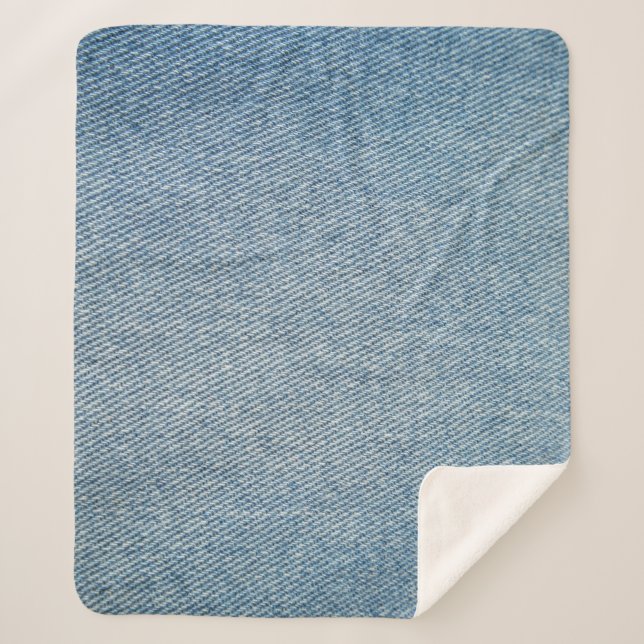 Acid wash blue jeans, denim texture. sherpa blanket (Front)