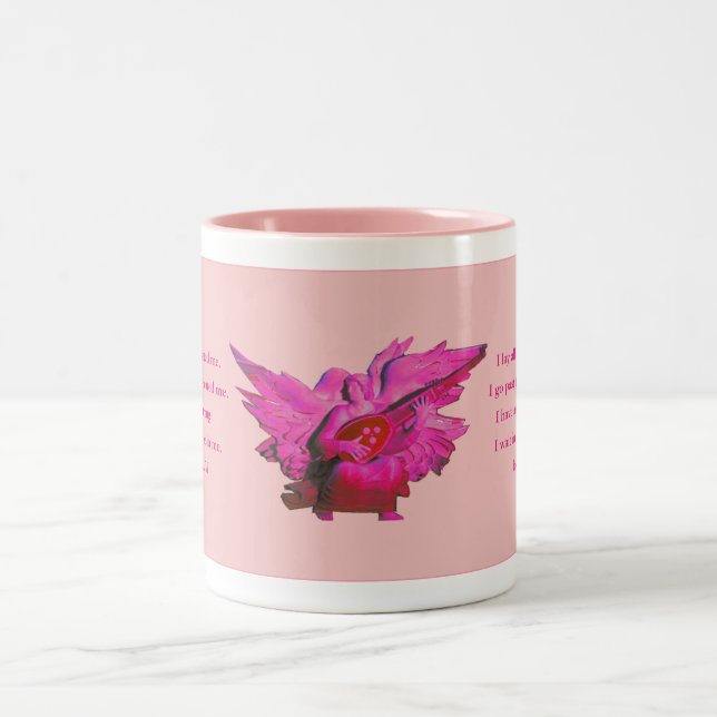 ACIM Gift Mug, Spiritual Quote, Pink Angel Theme Two-Tone Coffee Mug (Center)