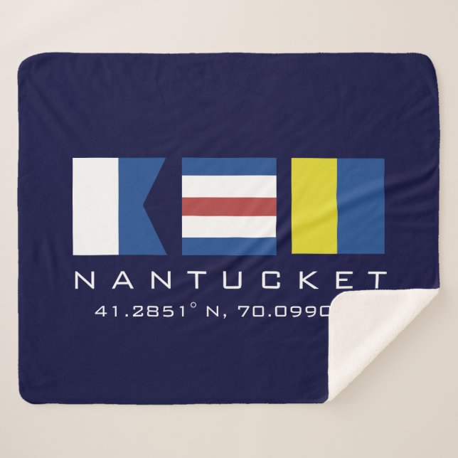 ACK Nantucket Nautical Sherpa Blanket (Front (Horizontal))