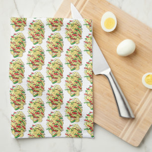 Ackee and Saltfish Cod Jamaican Caribbean Food Kitchen Towel
