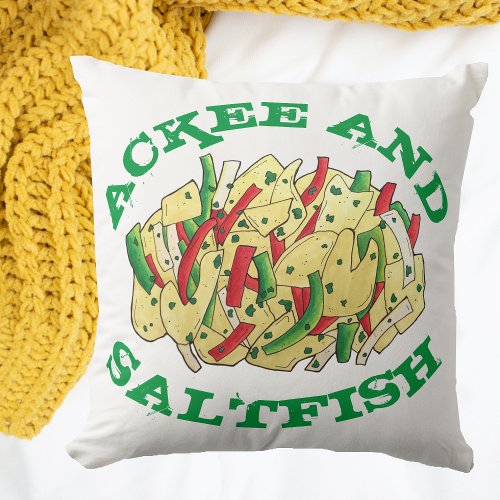 Ackee and Saltfish Cod Jamaican Caribbean Food Throw Pillow