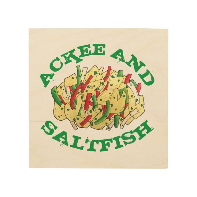 Ackee and Saltfish Cod Jamaican Caribbean Food Wood Wall Art (Front)