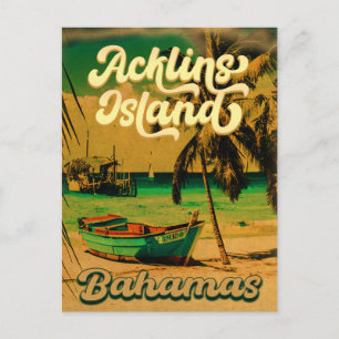 Acklins Island Bahamian Retro Sunset Souvenirs Postcard