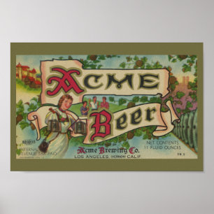 Acme Brewing Company Vintage Beer Label Print