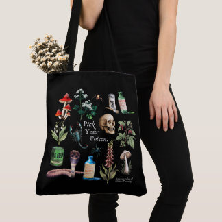ACMT Vintage Pick Your Poison Black Tote Bag