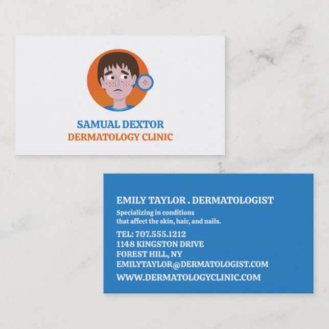 Acne Design, Dermatologist, Dermatology Clinic Business Card (Front/Back)