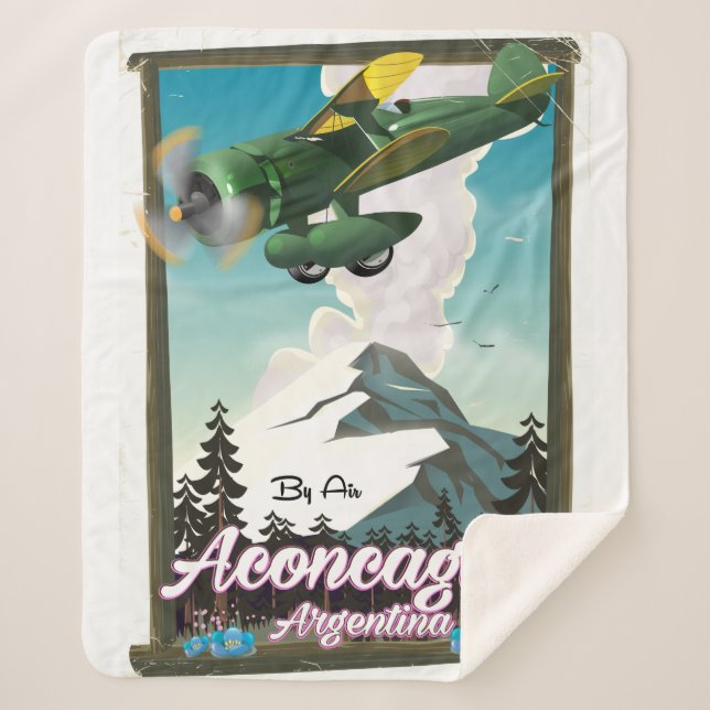 Aconcagua Argentina travel poster Sherpa Blanket (Front)