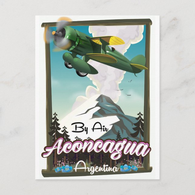 Aconcagua -Argentina vintage flight poster print. Postcard (Front)