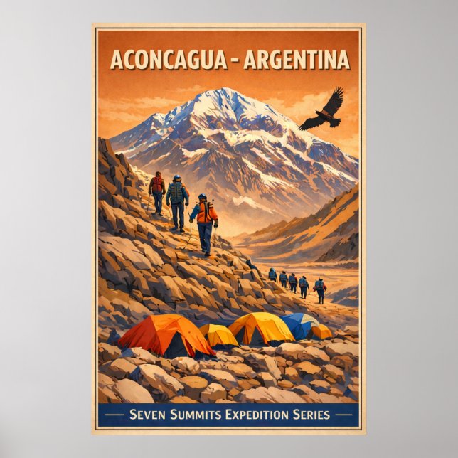 Aconcagua Argentina - Vintage Travel  Poster (Front)