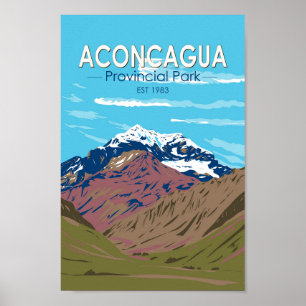 Aconcagua Provincial Park Argentina Travel Vintage Poster