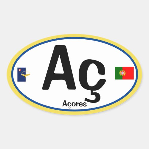 Acores Azores Euro_style Oval Sticker