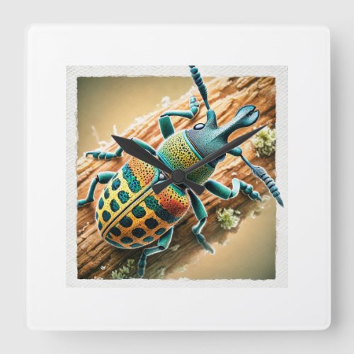 Acorn and Nut Weevil 170624IREF118 _ Watercolor Square Wall Clock
