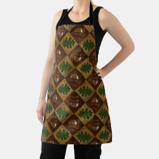 Acorn and Oak Leaf Checkerboard Pattern Apron
